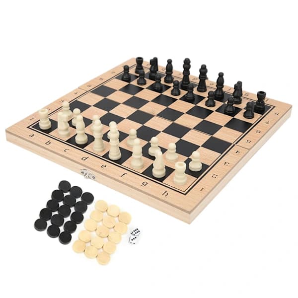3-i-1 Schack Dam Backgammon Vikbar Bärbar Interaktiv Schackbrädeleksak 24 x 24 cm / 9,4 x 9,4 tum