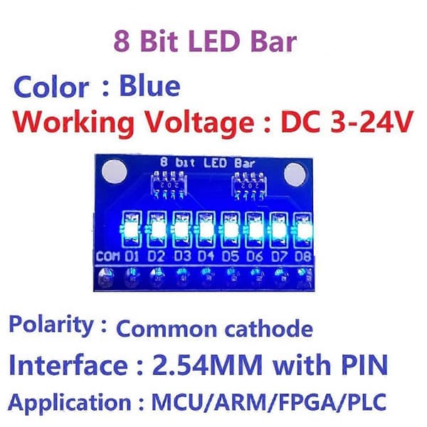 1 st 3,3V 5V 8 Bit Blå Gemensam Katod LED Indikator Modul DIY Kit för NANO 4 Nodemcu V3