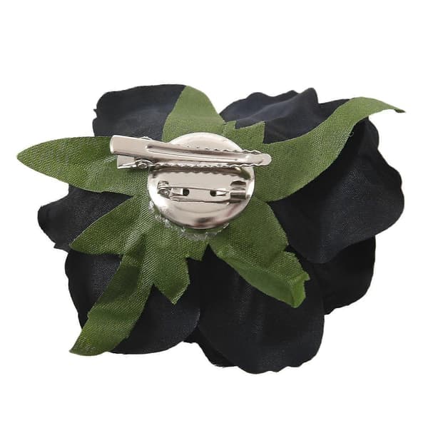 Hårnål i sidenblomst Bryllupskorsage Blomst 8cm Broche tilbehør - Sort
