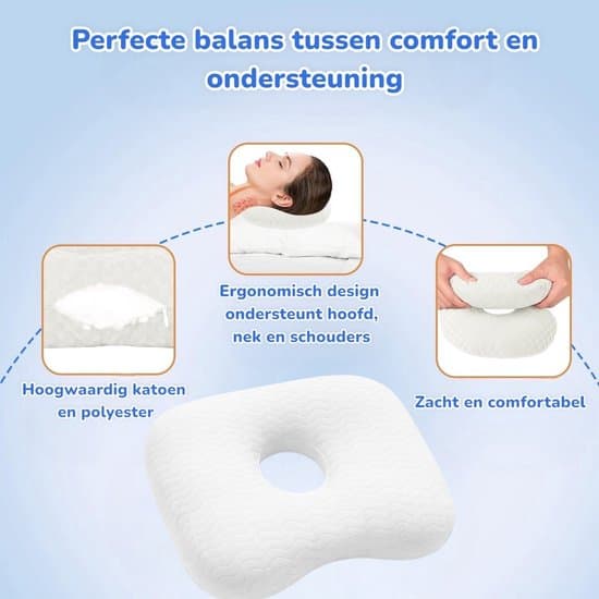 Ear Hole Pillow Adjustable Orthopedic Side Sleeper Pillow With Removable Washable Cover For Ear Pain And Piercings White