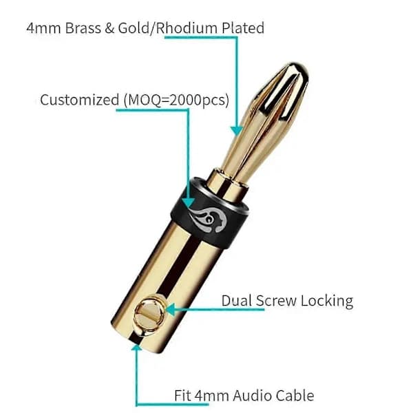 4 pcs Audio Banana Plug Audio Jack Bananas Speaker Terminal for 4mm Binding Post Double Screw Lock