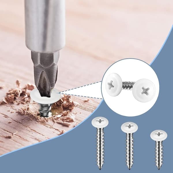 White Screws White Wood Sheet Screws Thread Head Self-Tapping White Pan Cabinet Screws