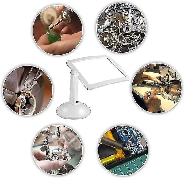 3x rektangulært forstørrelsesglas med LED-lys