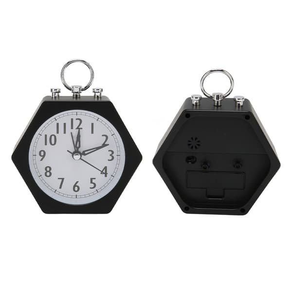 Polygon Alarm Clock Metal Shell Stable Silent Compact Alarm Clock for Student Black