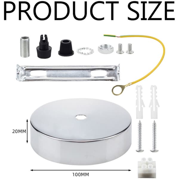 Loftroset Pendelkabelgreb 100mm Krom Kompatibel med Armaturophængslampe