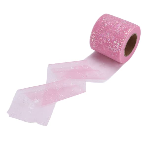 Tyullstoff DIY Håndverk Slitestyrke Symfoni Polyester Lett Bærbare Tyullruller 6cm Lys Rosa