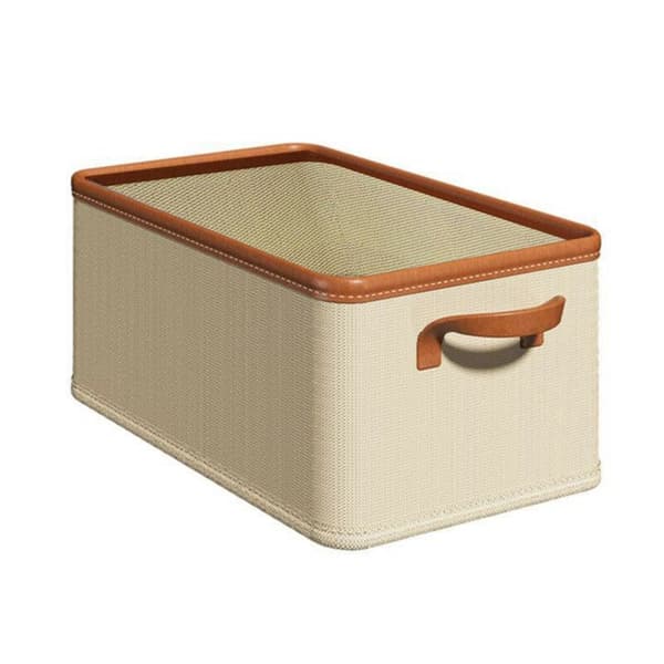 Storage Baskets for Clothes for Wardrobe with PU Handle, Foldable Box for Organizing Dresses 18L
