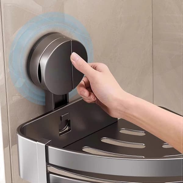 Corner Shower Shelf without Drilling, Aluminum Bathroom Organizer with Suction Cup and Strong Load Capacity
