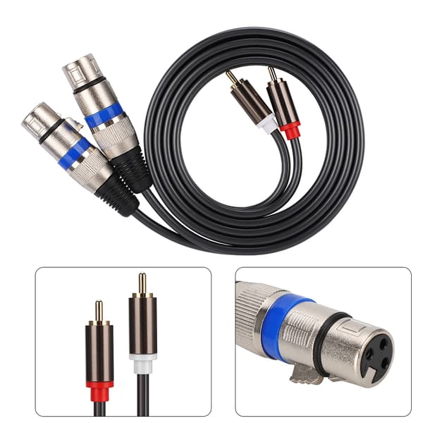 Dobbelt RCA Han til Dobbelt XLR Hun Lydadapterkabel Patchkabel Dobbeltlags PVC-ledning