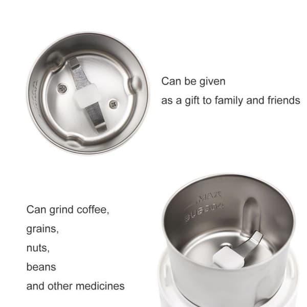 Small Coffee Grinder Household Automatic Coffee Grinder European Standard (White)