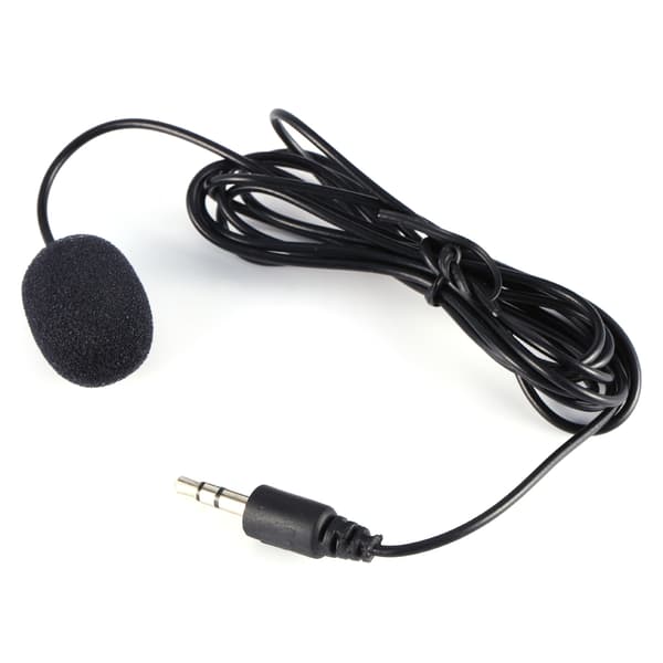 Black 3.5mm External Microphone with Clip + Adapter Cable for GoPro Hero4 3/3+