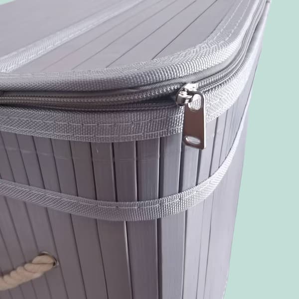 Bamboo Laundry Basket, 2 Compartments, Foldable 3010