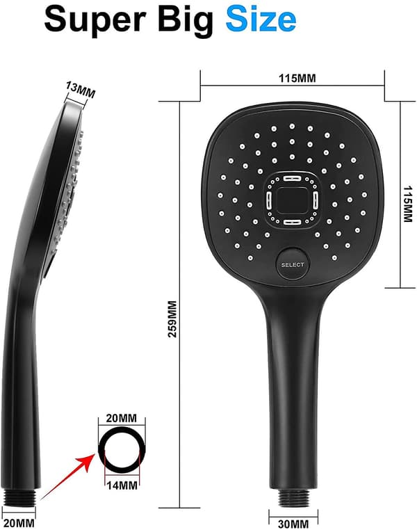 Højtryks brusehoved, 3-tilstande vandbesparende brusehoved og omskifterknap