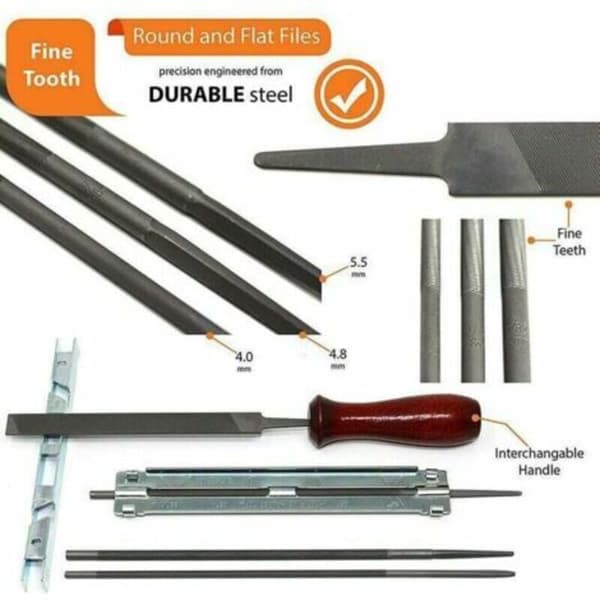 Bærbart universelt kædeslibesæt, 5/32\" (4 mm) / 3/16\" (4,8 mm) / 7/32\" (5,5 mm) File,