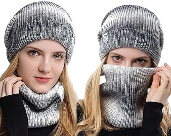 #Lue & Skjerf Vinterlue Strikket Lue Skjerf Dame Varm Lue Skjerf Sett#