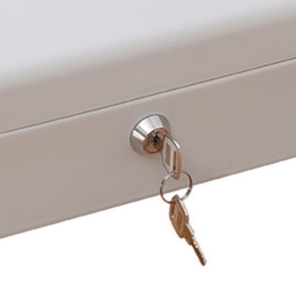 Small Cash Box with Lock, Multiple Compartments, Openable, Foldable, Stainless Steel, Portable Money Box with Handle, White Frosted, Oversized with Key