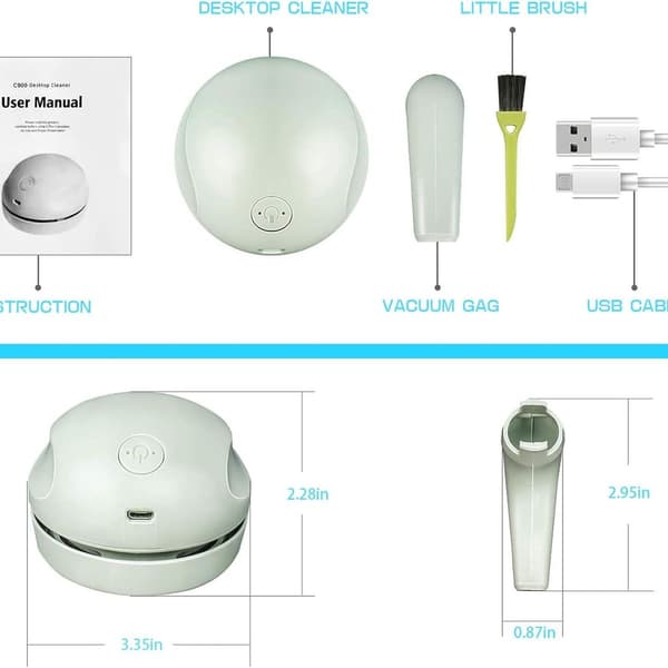 Table Vacuum Cleaner with Cleaning Brush - USB Charging, Powerful, Quiet KLB