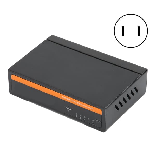 5-ports Ethernet Fiber Switch 100M TBCS4005E Plug Play Stabil Robust Computernetværksswitch 100-240V (US-stik)
