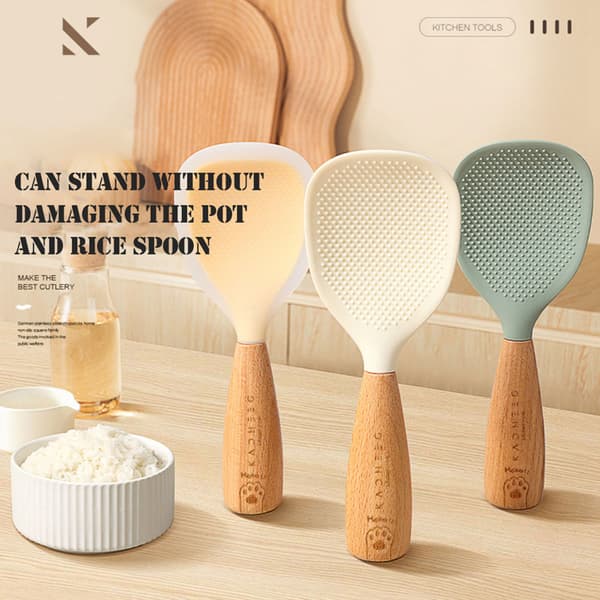 Vertical Rice Spoon High Temperature Resistance Rice Spoon for Kitchen Yellow Yellow