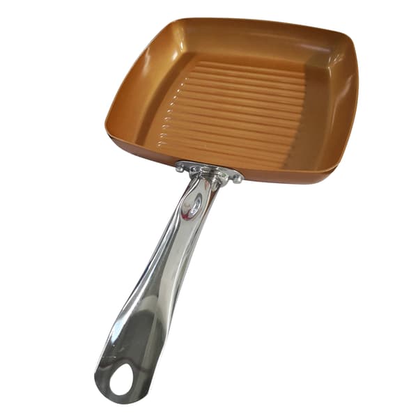 Square Frying Pan Non-Stick Cookware Safe Healthy Portable for Sauté Grill Copper Copper