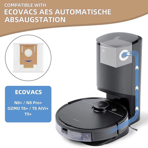 8-pak støvsugerposer tilbehør til Ecovacs Deebot N8 + / N8 Pro + / OZMO