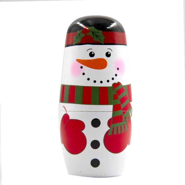 5 stk. håndlavede trærussiske nesting dolls, snemands nesting dolls, Matryoshka dukker julefødselsdagsgave