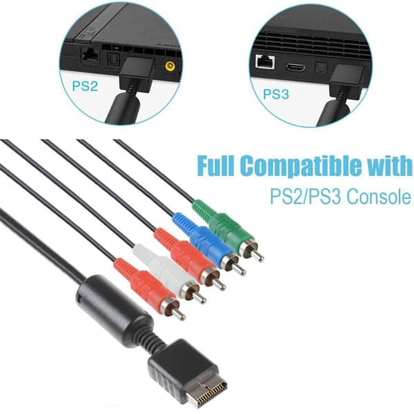 PS 2/3 Komponentkabel, 1,8M Högupplöst HDTV Komponent RCA Ljud Video KLB