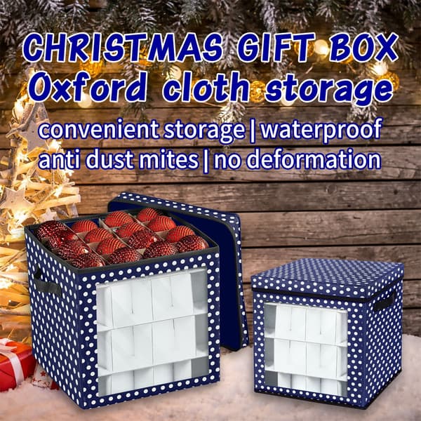 64 Grid Christmas Ball Storage Box Multipurpose Removable Christmas Gift Box Waterproof Oxford Cloth Organizer Blue Blue