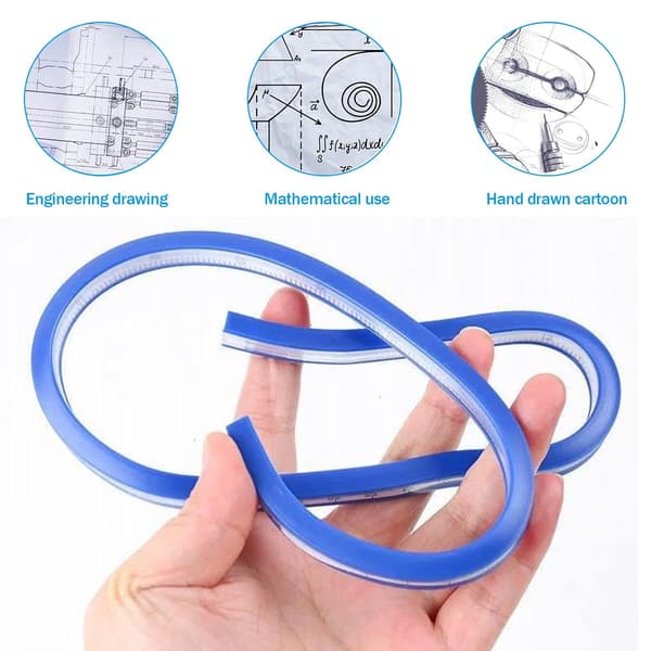 Flexible ruler, 50 cm PVC ruler, clear flexible bendable curve ruler