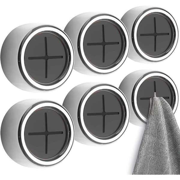 6-pack Open Towel Hangers with Self-Adhesive Round Wall Hooks KLB