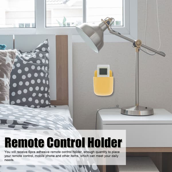 6 set Home Use Phone Storage Case Remote Control Wall Mount Holder Yellow