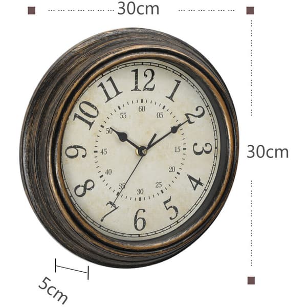 Vintage Quartz Wall Clock 30cm Silent Non-Ticking Large Numbers &
