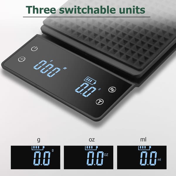 Digital Coffee Scale with Timer Mini Coffee Scale 3KG/0.1g Accuracy Rechargeable Scale Suitable for Brewing Coffee (black)