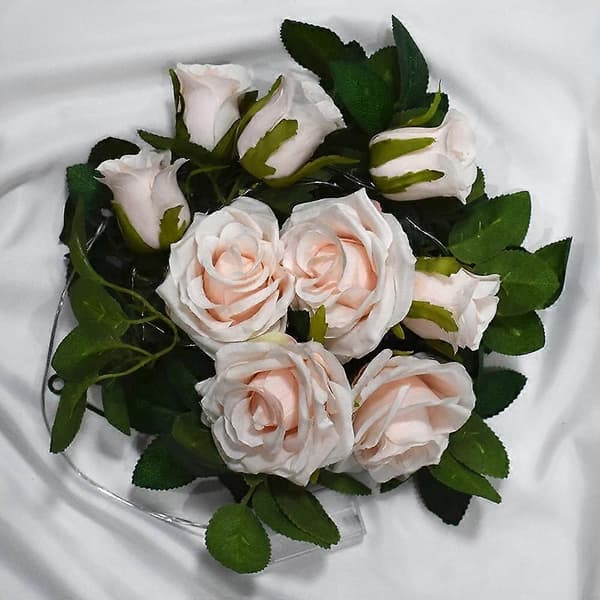 Fargerike Rose String Lights Kunstig Blomsterkrans med LED-lys