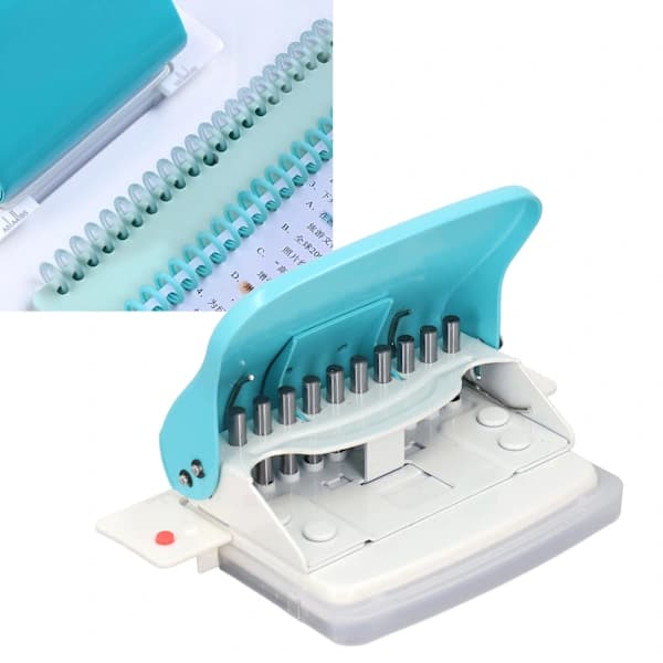 Paper Binding Machine Handheld Portable Spiral Binder A4 A5 A6 A7 Spiral Book Round Hole Puncher School Home Light Blue