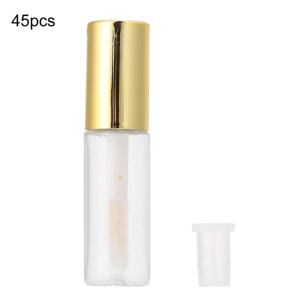 45 stk 1,2 ml Mini påfyllbare tomme lipglossrør Leppestiftflaske Beholder Dispenser Gull