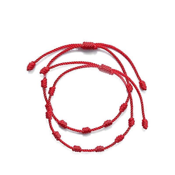 2 Pcs Lucky Red String Bracelet 7 Knots Protection Rope Amulet New Year Gift