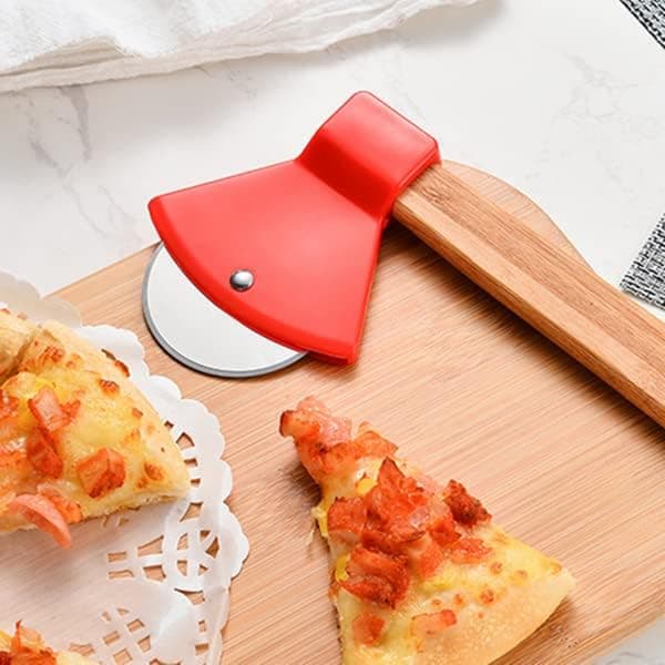 Pizzaøks med bambushåndtak og skarpt roterende blad for pizza