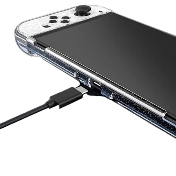 Beskyttelsesetui til Nintendo Switch OLED, Glitter Dockbart Etui PC-skal med Flip Shell Kompatibel med Switch OLED-konsol, Klar