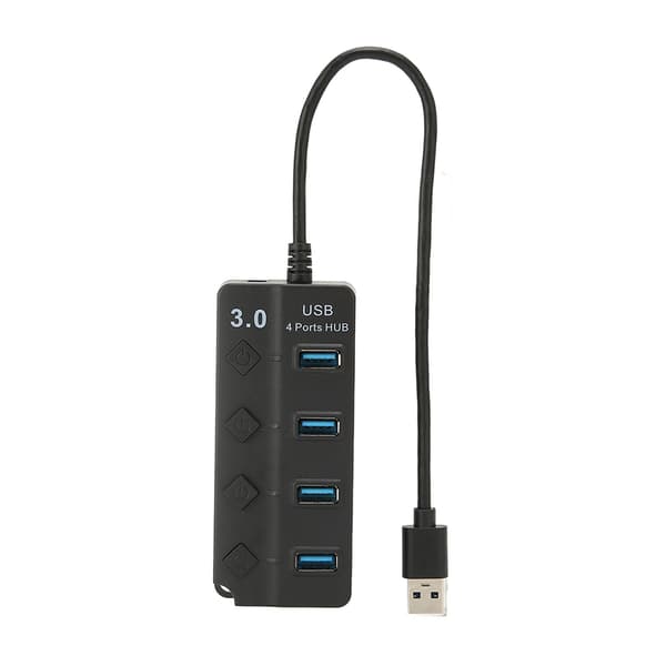 USB 3.0 HUB 4-porter USB3.0 Maksimal 5 Gbps stabil overføring Plug and Play tidsbesparende USB-splitter for Win OS X