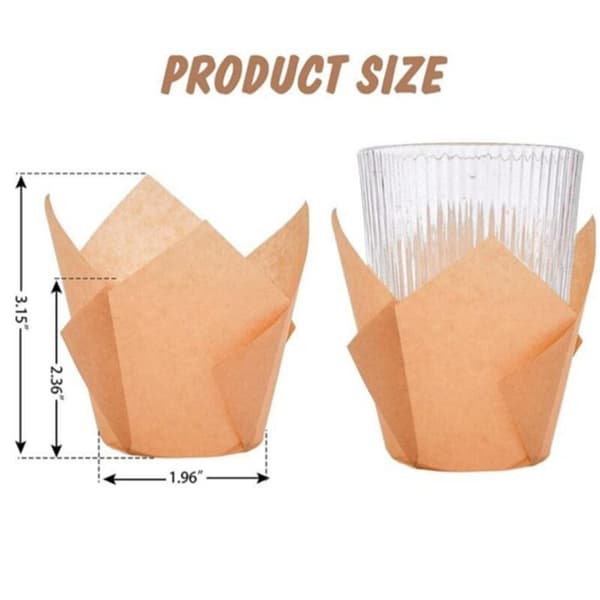 50 stk. Cupcake-forme, Tulipan Bagepapir Cupcake- og Muffinsforme, Ublegede Bageforme, Brune Cupcakes