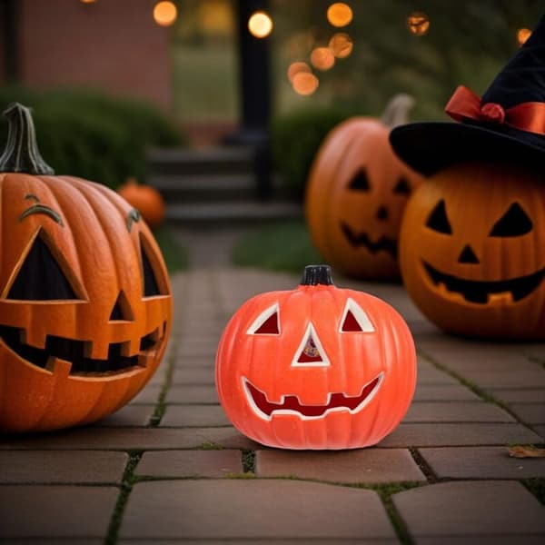 Halloween Pumpkin Lantern Lights Up Unbreakable Pumpkin Shape for Indoor or Outdoor Use