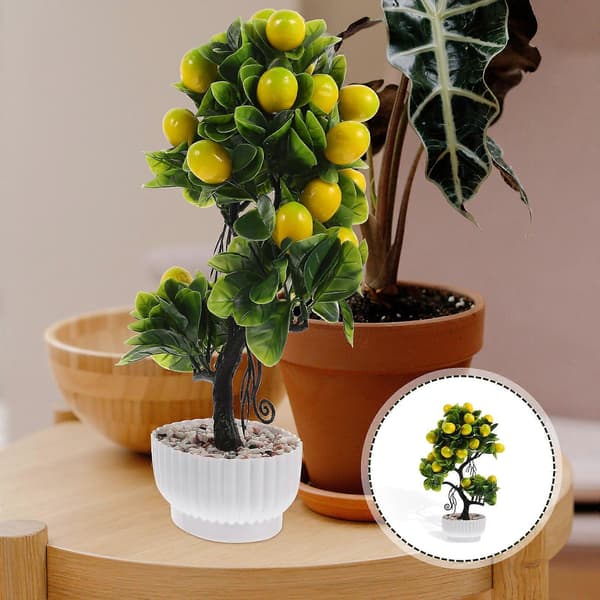 Realistic Artificial Lemon Tree in Pot Table Decoration Simulated Fruit Tree Plant Decor
