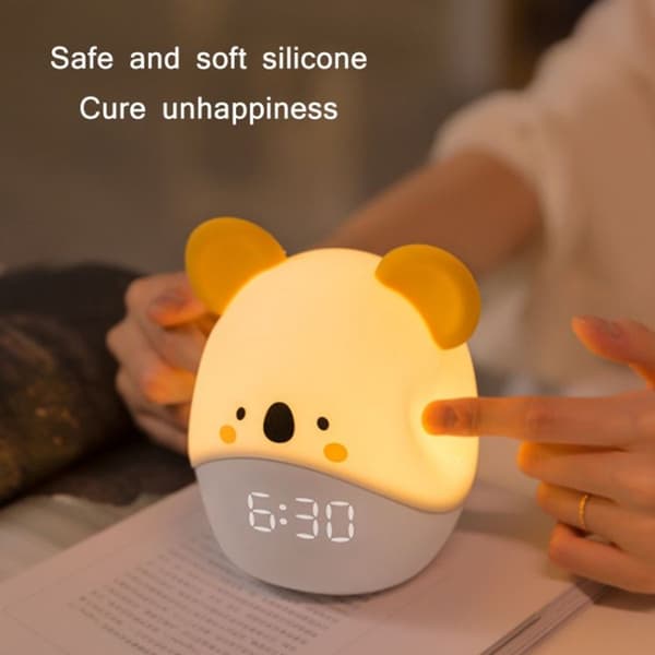 Cartoon Animal LED Smart Alarm Clock Bedside Lamp Mini Sleep Light (Koala Bear)