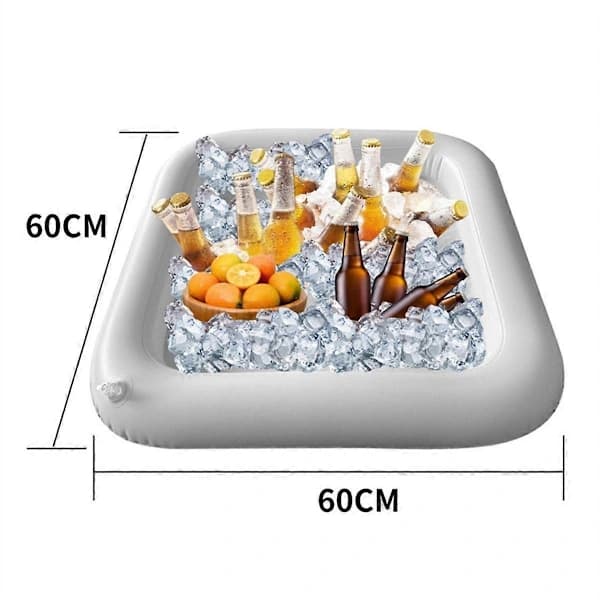 2 Pcs 61 cm Inflatable Serving Bar, Inflatable Cooler Table for Drinks, Pool Ice Tray for Picnics and Camping