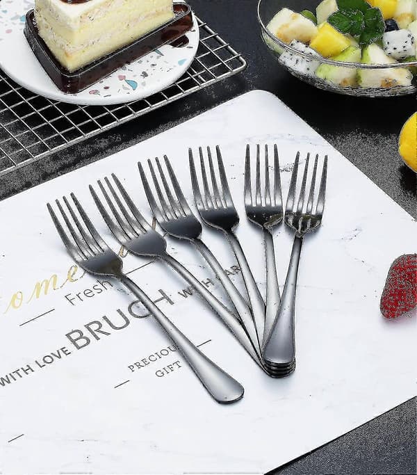 Sorte gafler 6 stk, rustfrit stål 20,75 cm titanium bestik