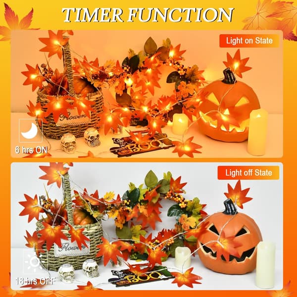 Maple Leaf String Lights, 3M 20LED Autumn Fall String Lights Battery Operated with Timer, Fall Leaves String Lights