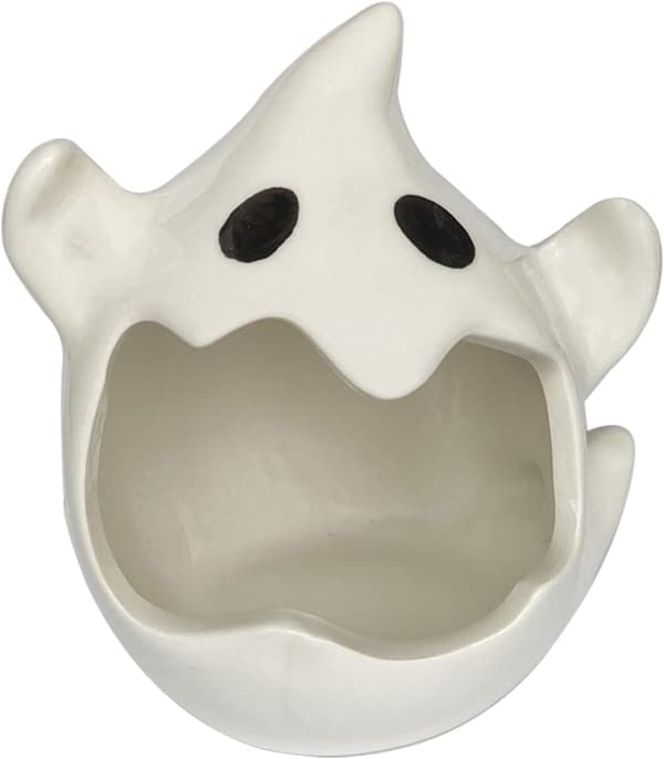 Ghost-shaped ceramic bowl, multi-functional candy box, decorative desk pot, white