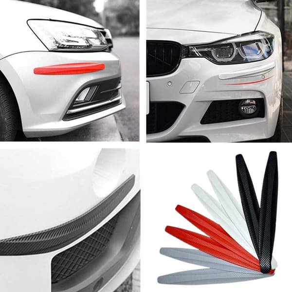 Universal Car Front Rear Bumper Protector Carbon Fiber Anti-collision Edge Trim (Grey)