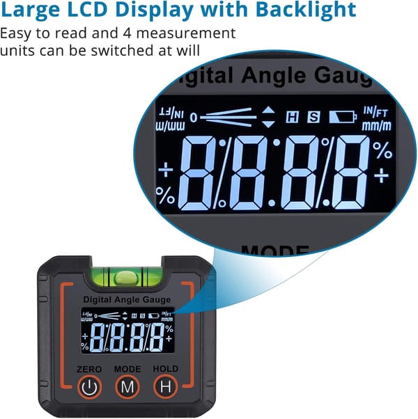 Professionel digital LCD-digitalinclinometer, med høj nøjagtighed